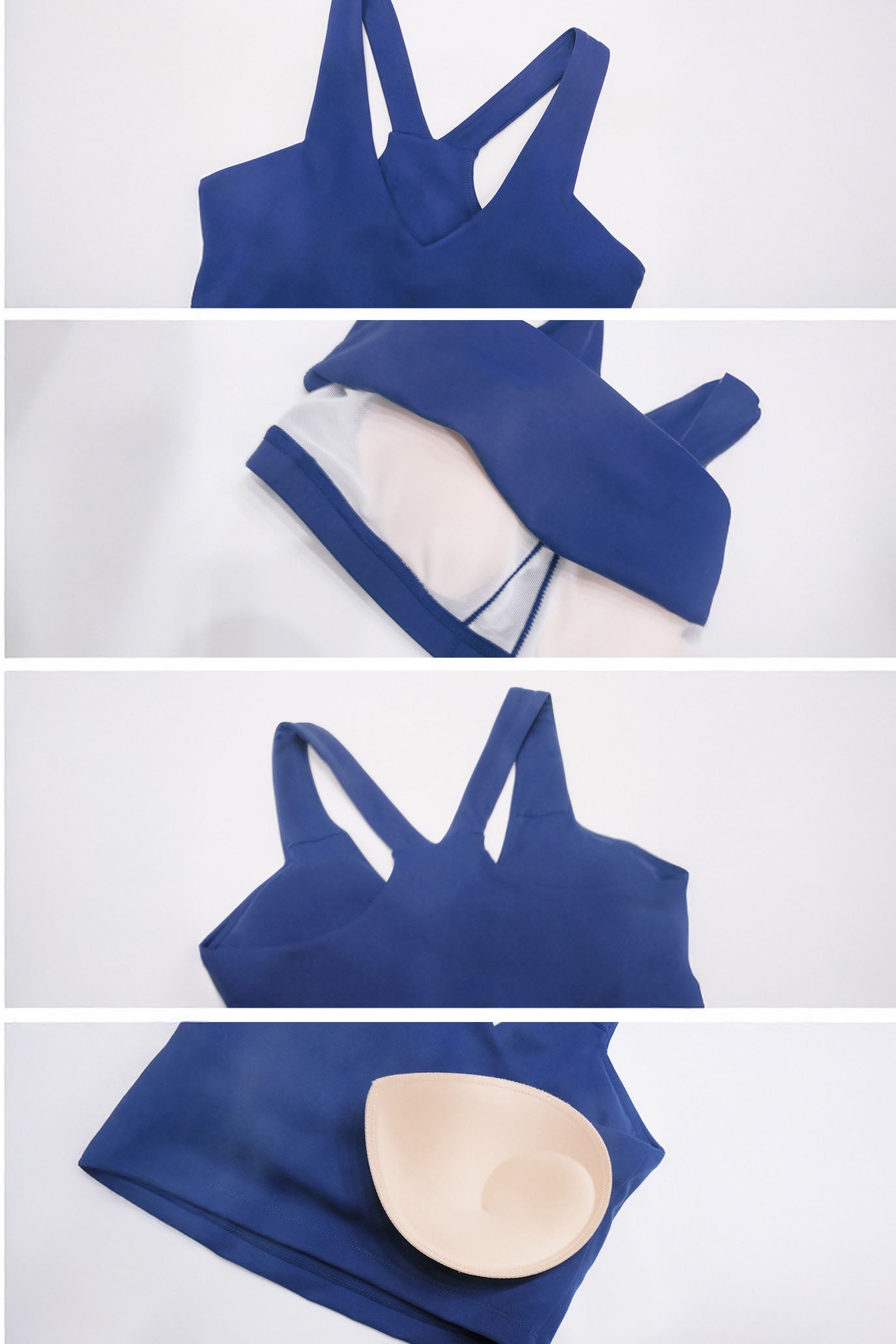 SVL Padel Active Aura Bra in dark blue, designed with a supportive racerback, moisture-wicking fabric, and a snug fit to ensure comfort during intense padel sessions