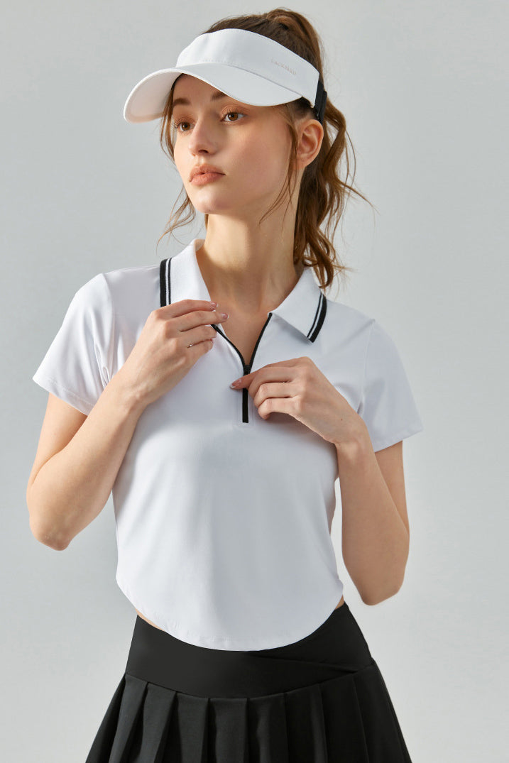 SVL Padel Perfect Polo T-shirt in white, crafted with breathable, moisture-wicking fabric, a classic polo collar, and a tailored fit for a sophisticated look on the padel court