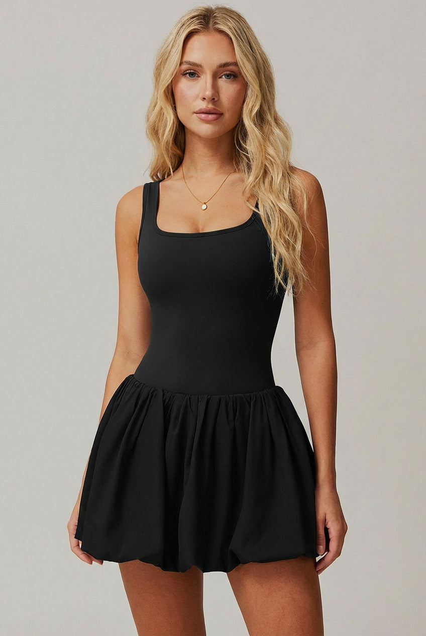 SVL black dress Bubble Belle performance padel and tennis dress for women