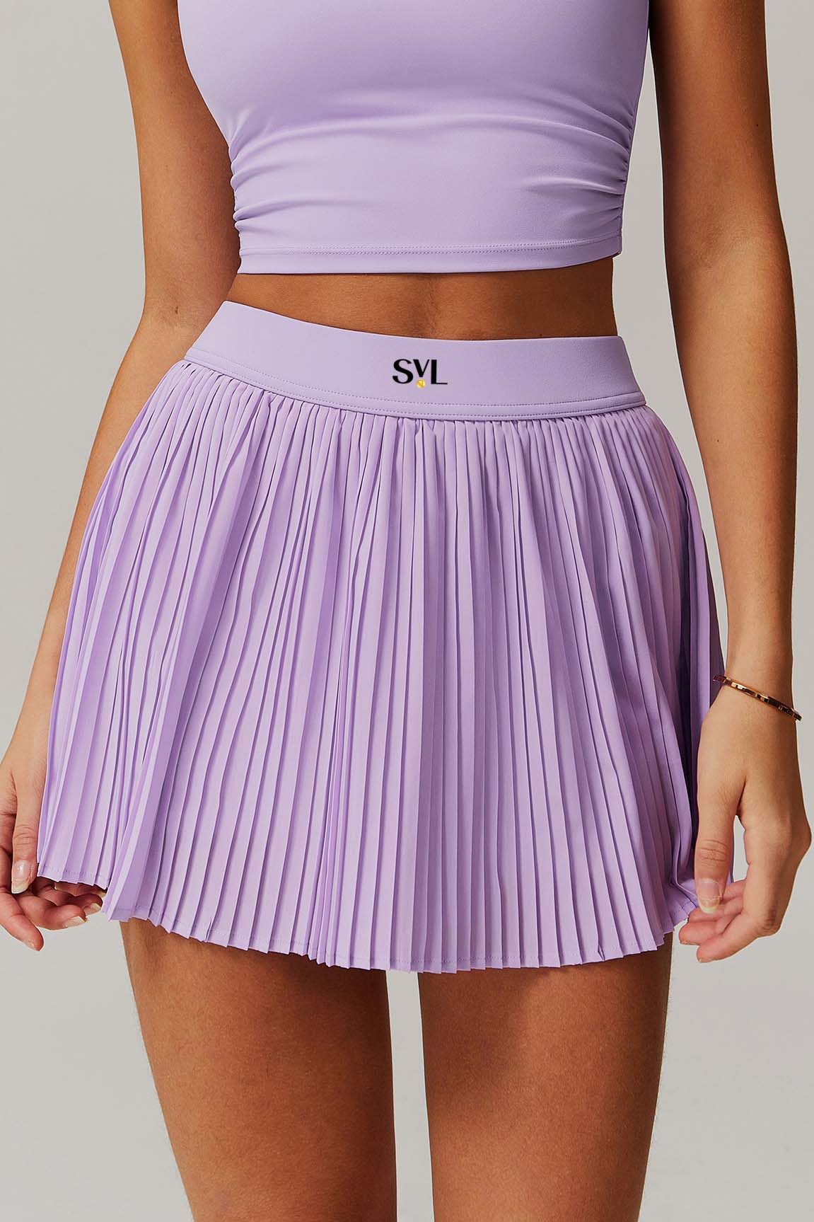 SVL purple tennis and padel skirt Plush Pleat high waisted pleated purple tennis skirt for women