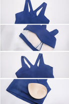 SVL Padel Active Aura Bra in dark blue, designed with a supportive racerback, moisture-wicking fabric, and a snug fit to ensure comfort during intense padel sessions