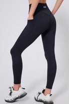 SVL Padel Active Aura Leggings in black, offering a high-waisted fit with compression support, crafted from stretchable, breathable material ideal for padel activities