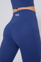 SVL Padel Active Aura Leggings in dark blue, offering a high-waisted fit with compression support, crafted from stretchable, breathable material ideal for padel activities