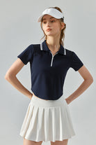 SVL Padel Perfect Polo T-shirt in dark blue, crafted with breathable, moisture-wicking fabric, a classic collar, and a tailored fit for a sophisticated look on the padel court