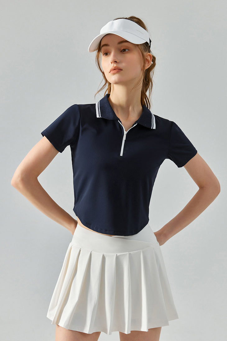 SVL Padel Perfect Polo T-shirt in dark blue, crafted with breathable, moisture-wicking fabric, a classic collar, and a tailored fit for a sophisticated look on the padel court