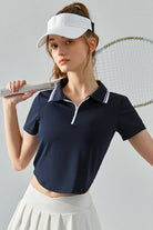 SVL Padel Perfect Polo T-shirt in dark blue, crafted with breathable, moisture-wicking fabric, a classic collar, and a tailored fit for a sophisticated look on the padel court