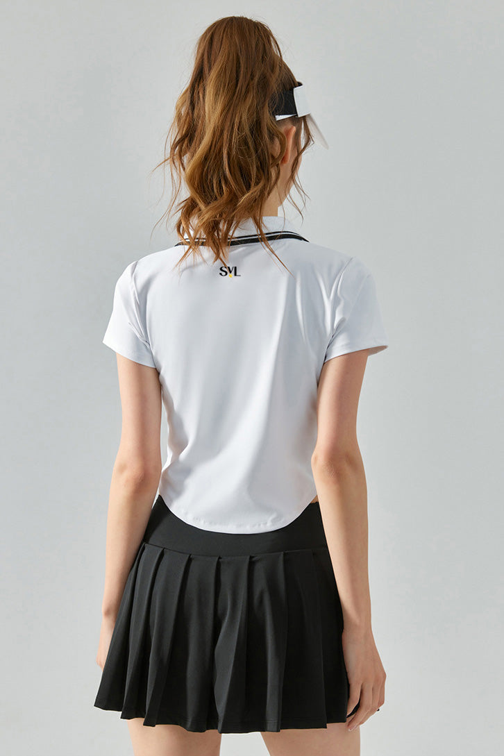 SVL Padel Perfect Polo T-shirt in white, crafted with breathable, moisture-wicking fabric, a classic polo collar, and a tailored fit for a sophisticated look on the padel court