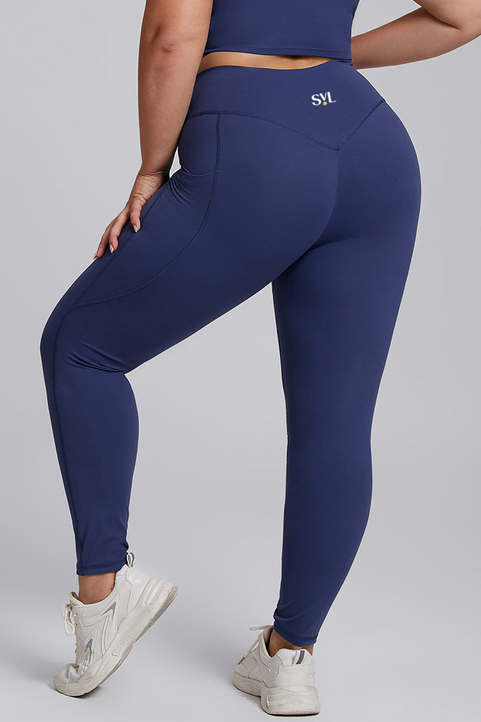 SVL blue leggings Active Aura high waisted plus size performance leggings 