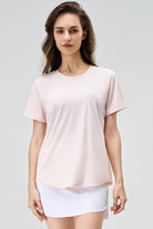 SVL Clara T-shirt in pink, women’s performance padel and tennis t-shirt with relaxed fit