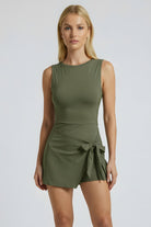 SVL green tennis and padel dress Play and Party olive sleeveless performance dress for women