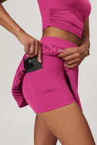 SVL hot pink tennis and padel skirt Plush Pleat pleated athletic skort with inner shorts for women