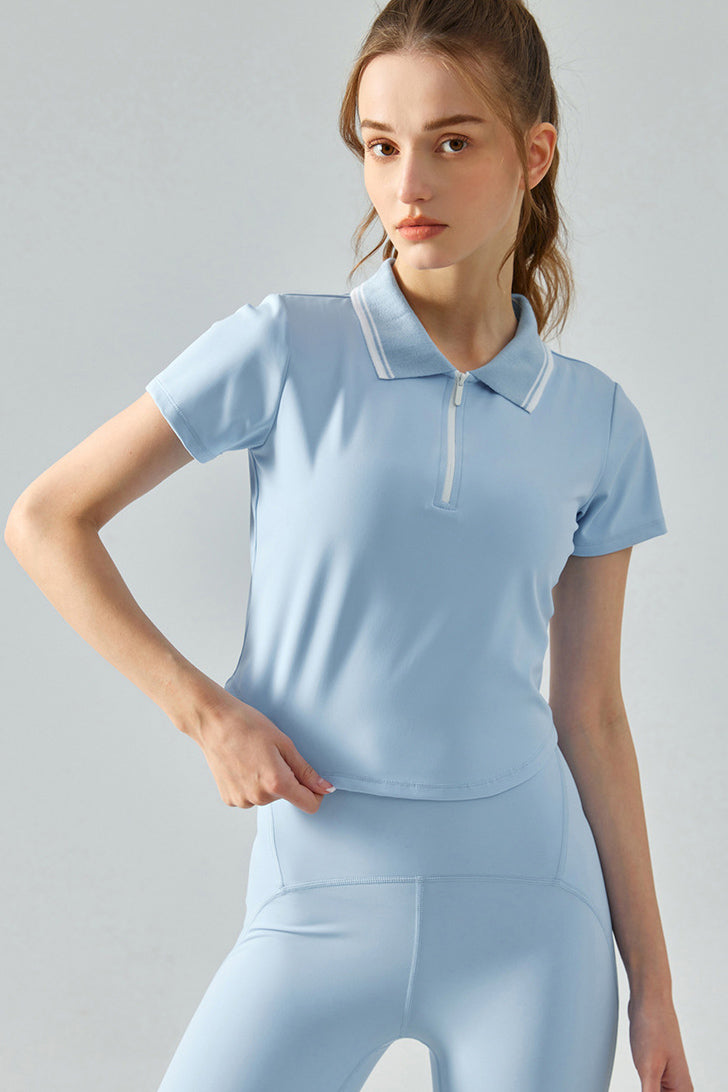 SVL light blue polo t-shirt Perfect Polo performance padel and tennis shirt for women