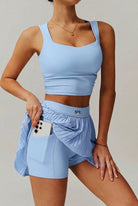 SVL light blue tennis skort with inner shorts Plush Pleat pleated blue padel skirt for women