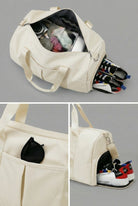 Top view of SVL cream padel and tennis gym bag showing spacious interior compartments and shoes compartment