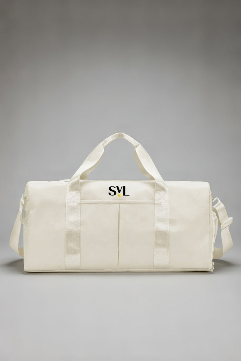 SVL cream padel and tennis gym bag for women with spacious duffle design