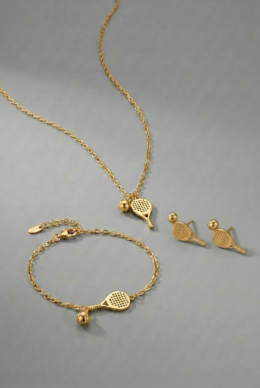 Svl padel necklace, padel bracelet, padel earrings. Padel jewellery perfect for padel players.