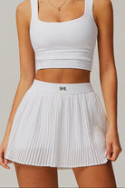 SVL white tennis and padel skirt Plush Pleat high waisted pleated white tennis skirt for women