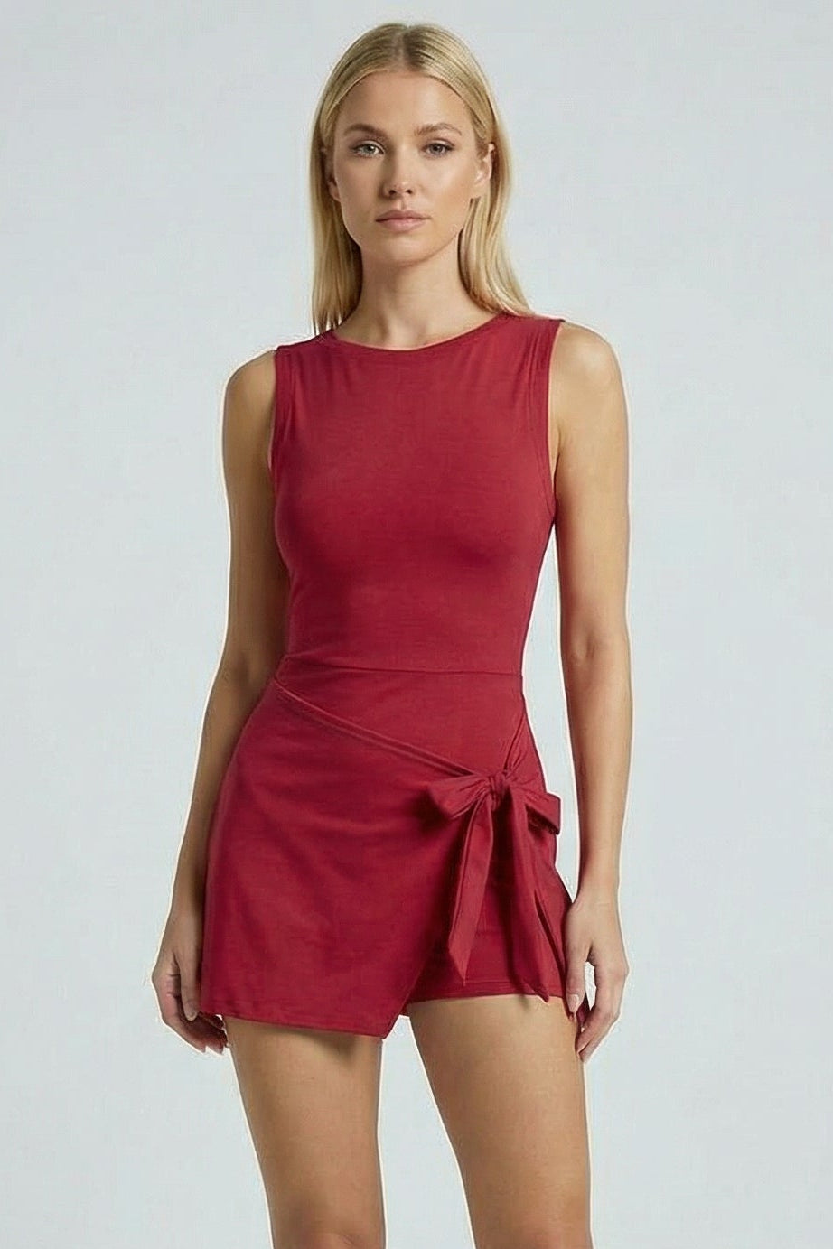 SVL red tennis and padel dress Play and Party burgundy sleeveless performance dress for women