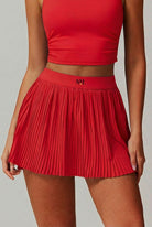 SVL red tennis and padel skirt Plush Pleat high waisted pleated red tennis skort for women