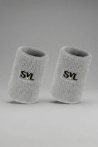 SVL grey sports wristbands for padel and tennis, soft absorbent sweatbands for women and for men