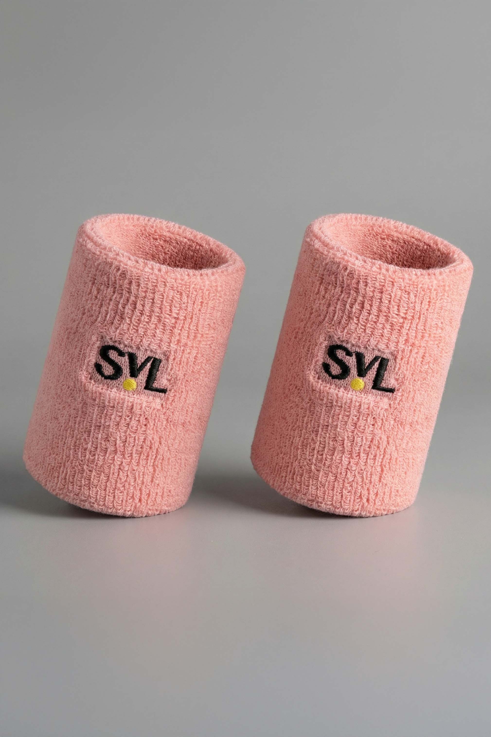SVL pink sports wristbands for padel and tennis, soft absorbent sweatbands for women and for men