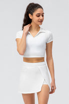 SVL white tennis and padel skirt Court and Confidence high waisted performance skirt for women