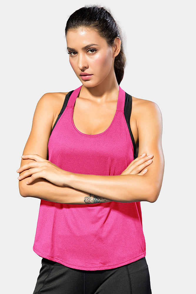 SVL Yasmine T-shirt in pink, women’s athletic padel and tennis training tank with relaxed silhouette